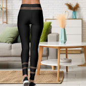 Customized Pet Lover Brown Belt Brass Buckle Black Leggings