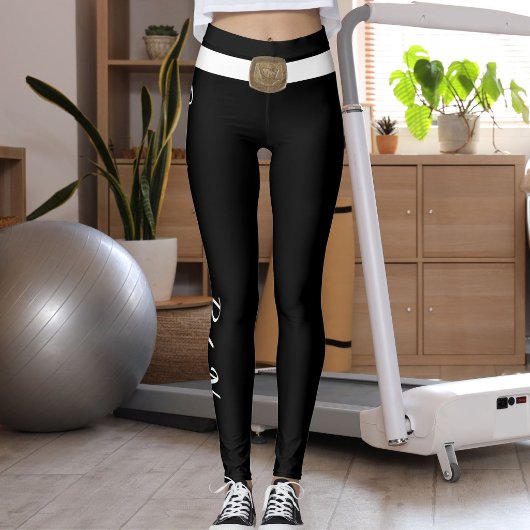 Customized Pet Lover Script Text Black And White  Leggings