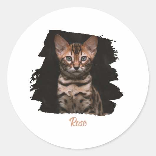 Customized pet photo with name runder aufkleber (Vorderseite)