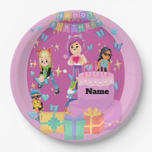 Customized PKXD Style Happy Birthday Paper Plate Pappteller (Vorderseite)