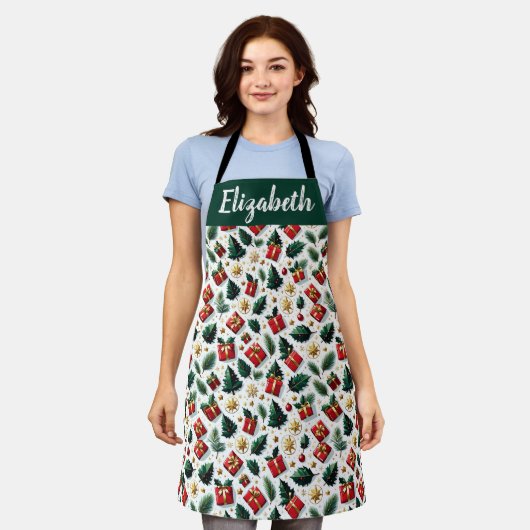 Customized Playful Christmas Apron Schürze (Getragen)