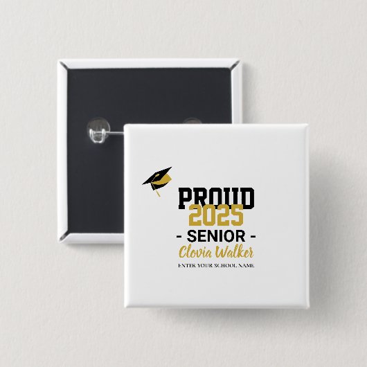 Customized proud school senior graduate button (Vorne & Hinten)