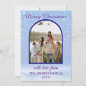 Customized Purple Merry Christmas Photo Feiertagskarte (Vorderseite)