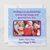 Customized Purple Merry Christmas Photo Feiertagskarte (Rückseite)