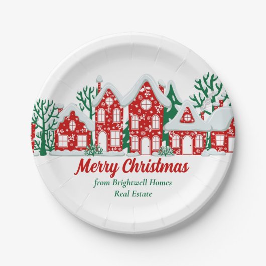 Customized Real Estate Company Christmas Party Pappteller (Vorderseite)