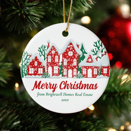 Customized Real Estate Company Merry Christmas Keramik Ornament