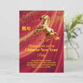 Customized Red & Gold Festive Chinese New Year Einladung (Stehend Vorderseite)