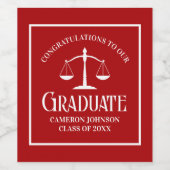 Customized Red Law School Graduation Party Weinetikett (Einzelnes Label)