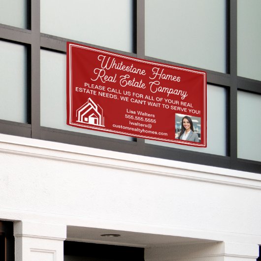Customized Red Real Estate Company Marketing Banner (Äußeres Gebäude)