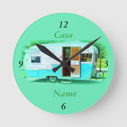 Customized Retro Vintage camper caravan Runde Wanduhr (Vorderseite)