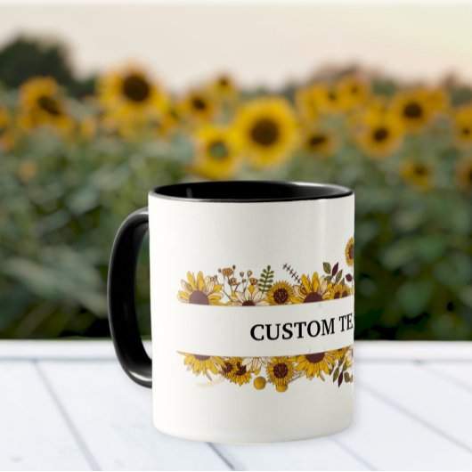 Customized sunflower mug, Sunflower mug Tasse