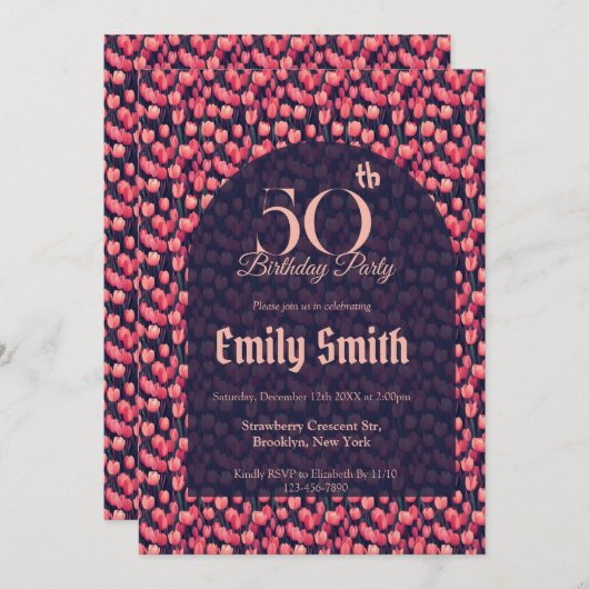 Customized Tulip Flower Party Einladung (Vorne/Hinten)