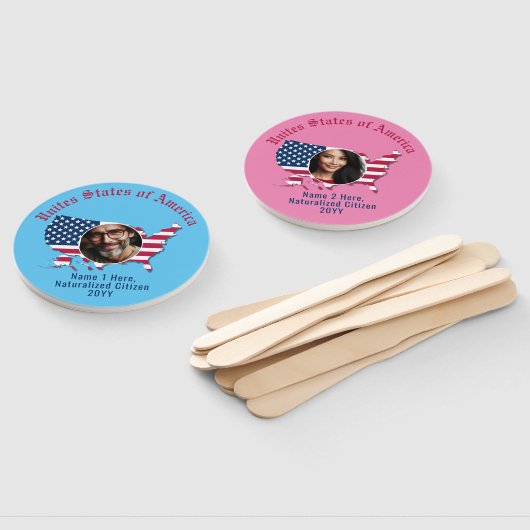 Customized USA Flag Map American Citizens 2 Foto Fächer (Non-assembled)