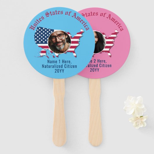 Customized USA Flag Map American Citizens 2 Foto Fächer (Vorne und Hinten)