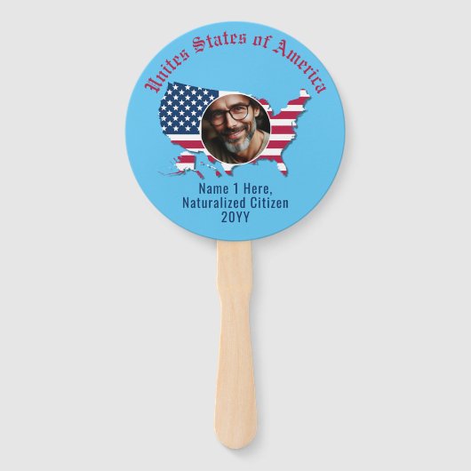 Customized USA Flag Map American Citizens 2 Foto Fächer (Vorderseite)