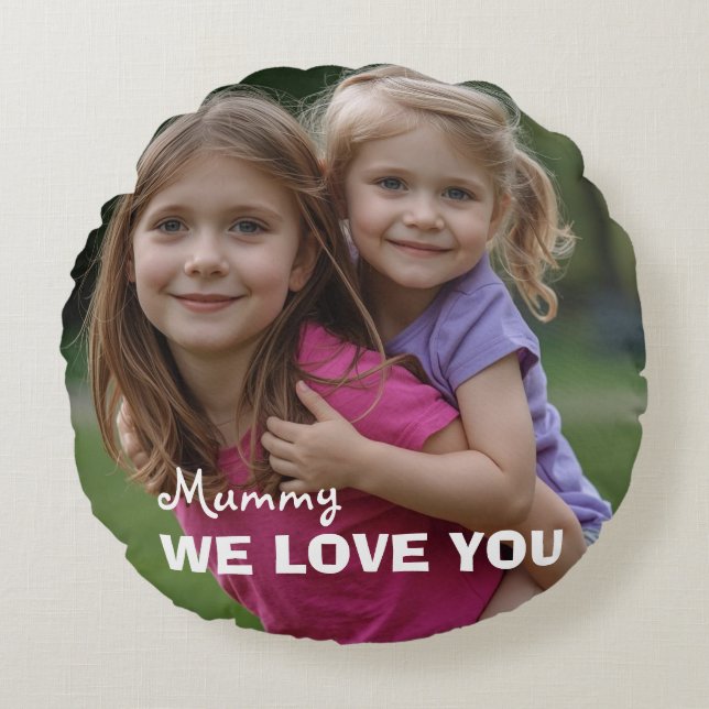 Customized with 2 and text rundes kissen (Vorderseite)
