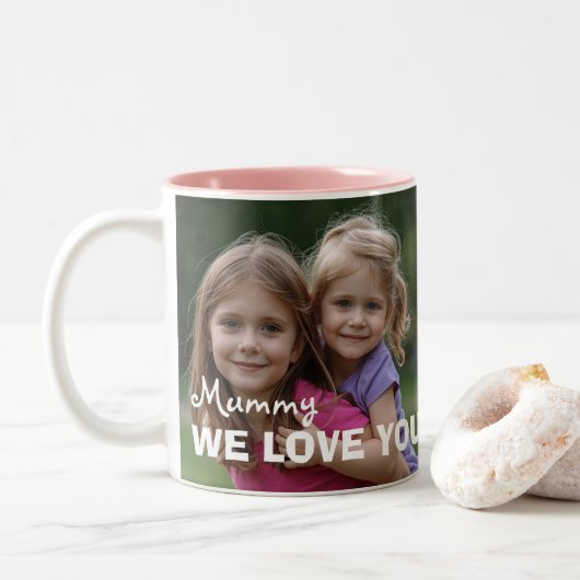 Customized with 2 and text zweifarbige tasse (Mit Donut)