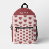 Customized Y2K Heart in Bordeaux Pink Retro Bedruckter Rucksack (Vorderseite)