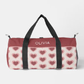 Customized Y2K Heart in Bordeaux Pink Retro Duffle Bag (Vorderseite)