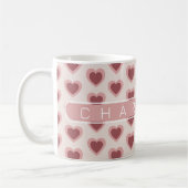 Customized Y2K Heart in Bordeaux Pink Retro Kaffeetasse (Links)