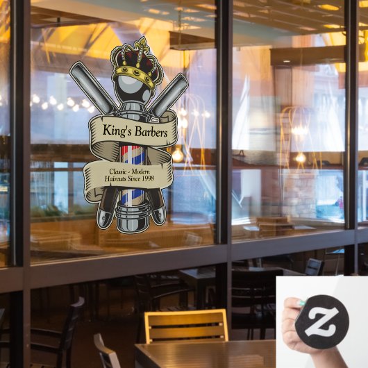 Customizing King Royal Crown Barber Shop Fensteraufkleber (Restaurantfenster)