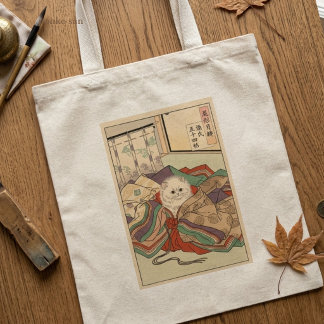 CUSTOMJapanese Tale of Genji Heian Cat Art - Ukiyo Tragetasche