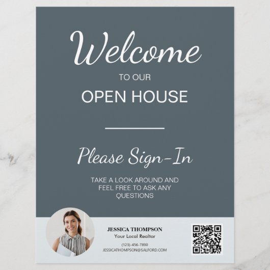 CustomPhoto Real Anwesen Open House-Zeichen in QR- Flyer (Vorne)
