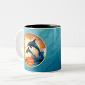 CustomSobriety Meilenstein Geschenk - Dolphin Suns Zweifarbige Tasse (Vorderseite Links)