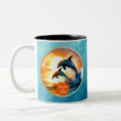 CustomSobriety Meilenstein Geschenk - Dolphin Suns Zweifarbige Tasse (Links)