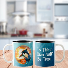 CustomSobriety Meilenstein Geschenk - Dolphin Suns Zweifarbige Tasse