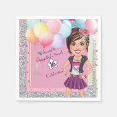 CustomSweet 16 Karikatur Einladung mit Balloons Serviette (Vorderseite)