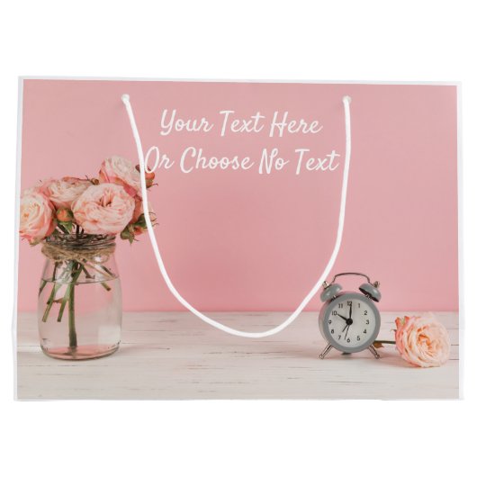 CustomText Rustikales Shabby Chic Romantisches Ros Große Geschenktüte (Rückseite)