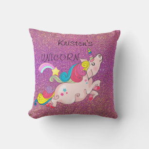 CustomText/ Unicorn Kawaii Rainbow Ombre Glitzer Kissen