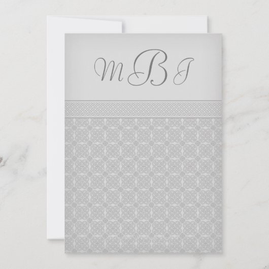 Custon Gray Irish Celtic Knot Wedding Einladung (Rückseite)