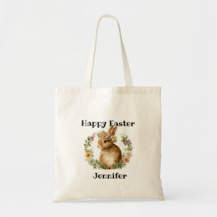 Custon Watercolor Niedlich Bunny Floral Happy Oste Tragetasche