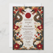 Cut Asian Modern Floral Chinese Bilingual Wedding Einladung (Vorderseite)