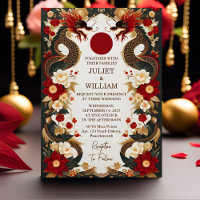 Cut Asian Modern Floral Chinese Bilingual Wedding