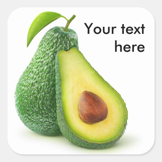 Cut avocado quadratischer aufkleber (Vorderseite)