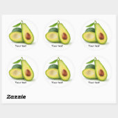 Cut avocado runder aufkleber (Blatt)