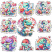 Cut Dinosaurier Valentine Custom-Cut Vinyl Sticker (Vorderseite)