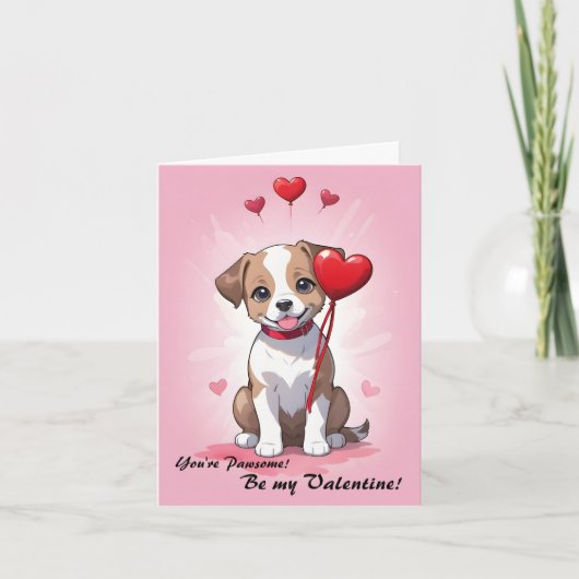 Cut dog watercolor valentine's day feiertagskarte (Vorderseite)