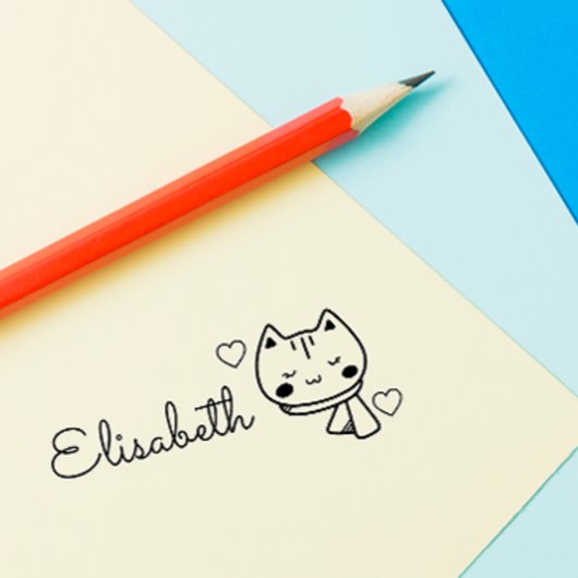 Cut Doodle Kitty Cat Individuelle Name Personalisi Permastempel
