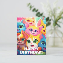 Cut Funny Anime Kittens Meow-tastic Geburtstag