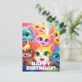 Cut Funny Anime Kittens Meow-tastic Geburtstag Postkarte