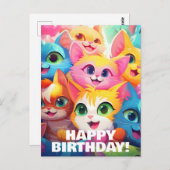Cut Funny Anime Kittens Meow-tastic Geburtstag Postkarte (Vorne/Hinten)