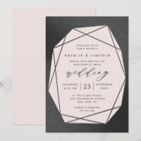 Cut Gemstone Blush Pink & Black Foil Hochzeit