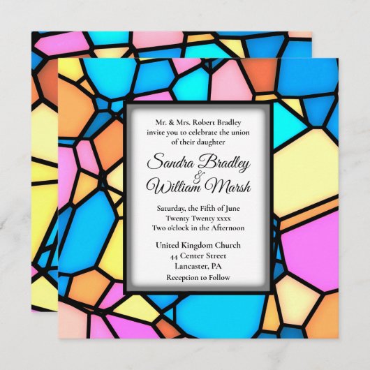 Cut Glass Mosaic Wedding Einladung (Vorne/Hinten)