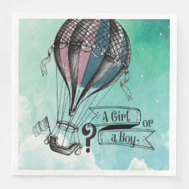 Cut Hot Air Ballon Gender Reveal Party Napkin Serviette