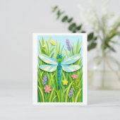 Cut Paper Collage-Style Dragonfly Postkarte (Stehend Vorderseite)