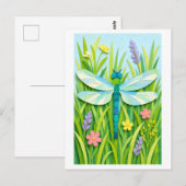 Cut Paper Collage-Style Dragonfly Postkarte (Vorne/Hinten)